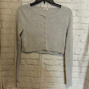 Brandy Melville Heather Gray Cropped Button-Down